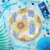 ブルーボンネットとヒマワリ ペーパープレート (パーティー)