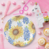 ブルーボンネットとヒマワリ ペーパープレート (パーティー)