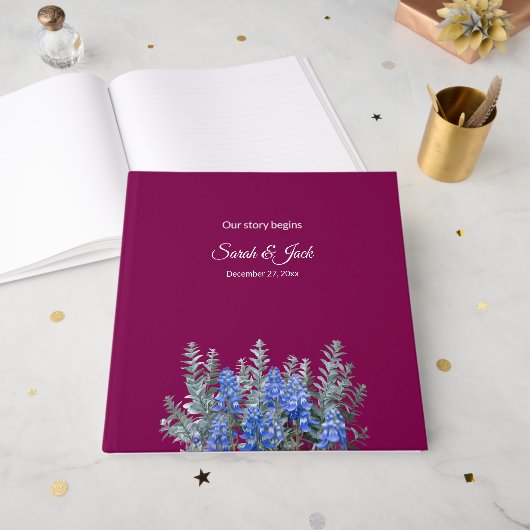 ブルーボンネットとブルゴーニュの冬の結婚式 ゲストブック (正面見開き)