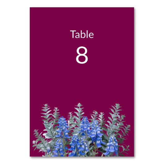ブルーボンネットとブルゴーニュの冬の結婚式 テーブルナンバー (正面)