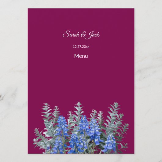 ブルーボンネットとブルゴーニュの冬の結婚式 メニュー (正面)