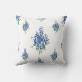ブルーボンネットとワイルドフラワーパターン装飾用クッション クッション (裏面)