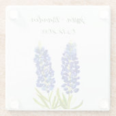 ブルーボンネットの水彩画 青い花 花のウェディング ガラスコースター (裏面)