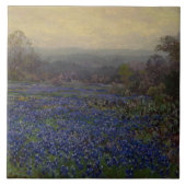 ブルーボンネットの花のフィールド(田園風景) タイル (正面)