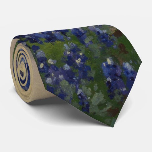 ブルーボンネットの花のフィールド(田園風景) ネクタイ (ロール)