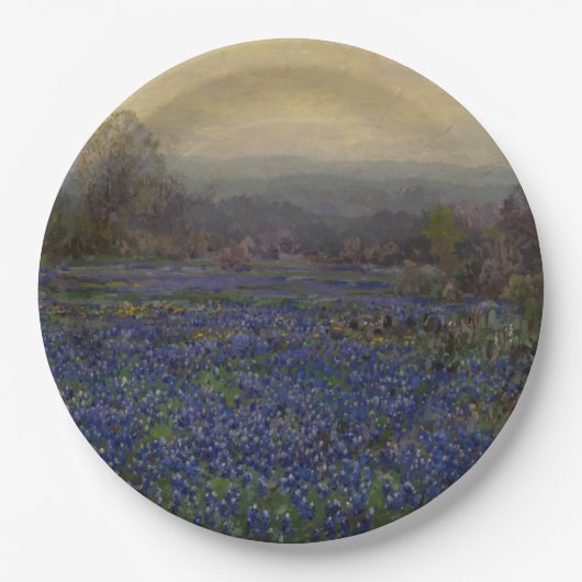 ブルーボンネットの花のフィールド（田園風景） ペーパープレート (正面)