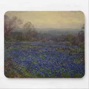 ブルーボンネットの花のフィールド(田園風景) マウスパッド