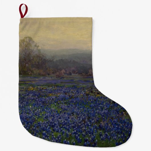 ブルーボンネットの花のフィールド(田園風景) ラージクリスマスストッキング (正面)