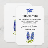 ブルーボンネットの花の卒業式感謝カード 招待状 (正面/裏面)