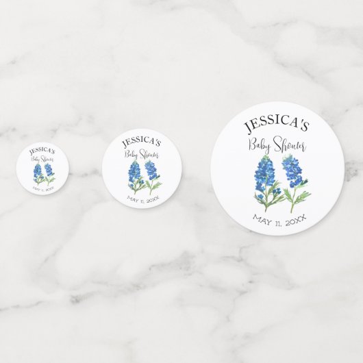 ブルーボンネットの花 テキサス州 赤ちゃんの女の子のシャワー コンフェッティ (正面)