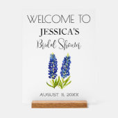 ブルーボンネットの花 ブライダルシャワーのウェルカムサイン アクリルサイン (正面)