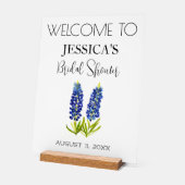 ブルーボンネットの花 ブライダルシャワーのウェルカムサイン アクリルサイン (傾斜)