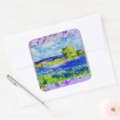 ブルーボンネットの野花が点滴する スクエアシール (封筒)