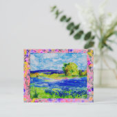 ブルーボンネットの野花が点滴する ポストカード (スタンド正面)