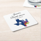 ブルーボンネットの青い花 水彩画 ブライダルシャワー スクエアペーパーコースター (アングル)