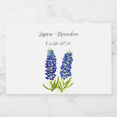 ブルーボンネットウォーターカラーブルーフラワー結婚フローラ リキュールボトルラベル (シングルラベル)