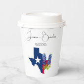 ブルーボンネットウォーターカラーブルーフラワー結婚フローラ 紙コップ (正面)