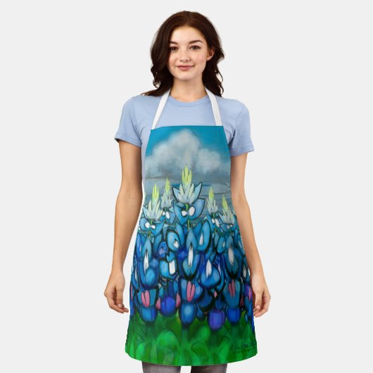 ブルーボンネットカントリーシーンエプロン エプロン (着用した状態)