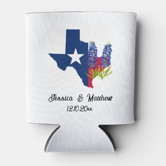 ブルーボンネットテキサス州テシャンフローラ自然結婚式カン 缶クーラー (正面)