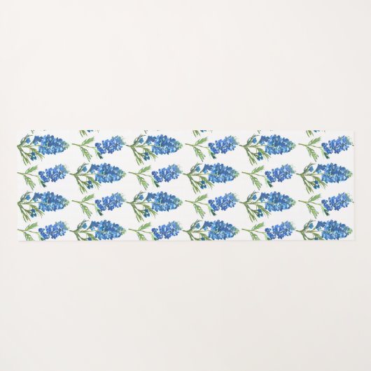 ブルーボンネットテキサス州ブルーフラワーズウォーター色 ヨガマット (裏面(横))