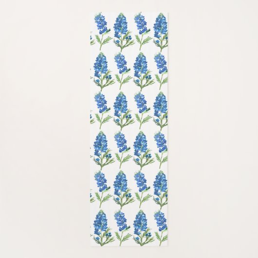 ブルーボンネットテキサス州ブルーフラワーズウォーター色 ヨガマット (裏面)