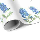 ブルーボンネットテキサス州ブルーフラワーズウォーター色 ラッピングペーパー (ロールコーナー)