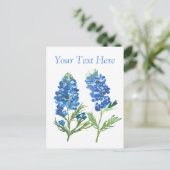 ブルーボンネットテキサス州ブルーフローラヴィンテージ水色 ポストカード (スタンド正面)
