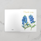 ブルーボンネットテキサス州ブルーフローラヴィンテージ水色 箔グリーティングカード (外側レイダウン)