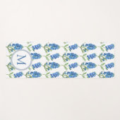 ブルーボンネットテキサス州ブルーフローラ水彩パターン ヨガマット (正面(横))