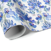 ブルーボンネットテキサス州ワイルドフラワーパターン ラッピングペーパー (ロールコーナー)