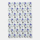 ブルーボンネットテキサス州ワイルドフラワー水の色パターン キッチンタオル (縦)