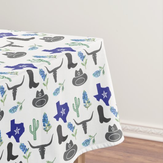 ブルーボンネットテキサス州ワイルドフラワー水の色パターン テーブルクロス (インサイチュ)