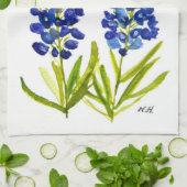 ブルーボンネットテキサス州州フラワーズルピネウォーター色 キッチンタオル (折り畳み)