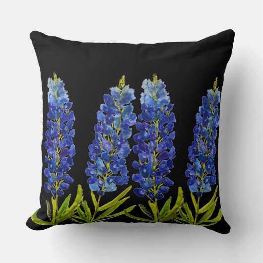 ブルーボンネットテキサス州州フラワーズルピネウォーター色 クッション (正面)