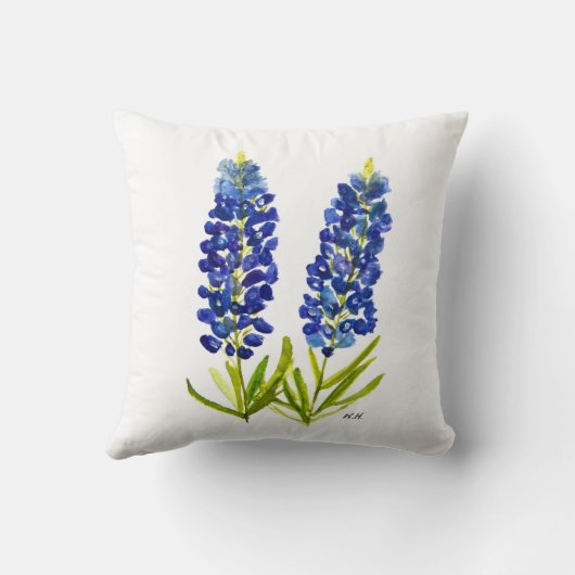 ブルーボンネットテキサス州州フラワーズルピネウォーター色 クッション (裏面)