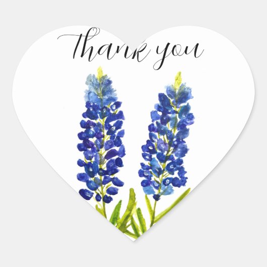 ブルーボンネットテキサス州州フラワーズルピネウォーター色 ハートシール (正面)