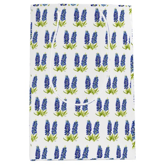 ブルーボンネットテキサス州州フラワーズルピネウォーター色 ミディアムペーパーバッグ (正面)