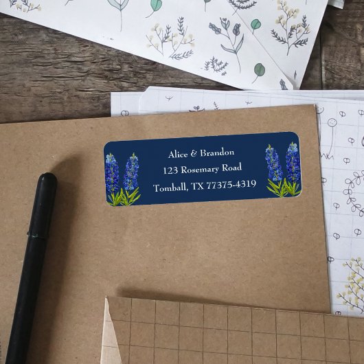 ブルーボンネットテキサス州州フラワーズルピネネイビーブルーL ラベル