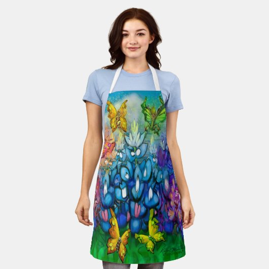 ブルーボンネットピクシーズレインボーパーティーエプロン エプロン (着用した状態)