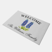 ブルーボンネットフラワーズウォーターエレガントカラーフローラ ドアマット (アングル)