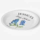 ブルーボンネットフラワーズテキサス州ベビーシャワーガール ペーパープレート (アングル)