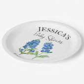 ブルーボンネットフラワーズテキサス州ベビーシャワーガール ペーパープレート (アングル)
