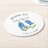 ブルーボンネットフラワーズテキサス州ベビーシャワーガール ラウンドペーパーコースター (アングル)