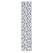 ブルーボンネットフラワーブルーウォーター色ワイルドフラワー ショートテーブルランナー (正面)