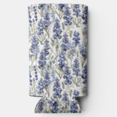 ブルーボンネットフラワーブルーウォーター色ワイルドフラワー スリム缶クーラー (裏面)