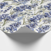 ブルーボンネットフラワーブルーウォーター色ワイルドフラワー ラッピングペーパー (角)