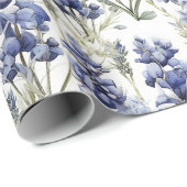 ブルーボンネットフラワーブルーウォーター色ワイルドフラワー ラッピングペーパー (ロールコーナー)