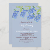 ブルーボンネットフローラ金ゴールドダスティブルークロスバプテスマ 招待状 (正面/裏面)