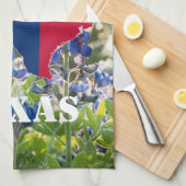 ブルーボンネットブルーフラワーズテキサス州テシャンフローラ キッチンタオル (四つ折り)