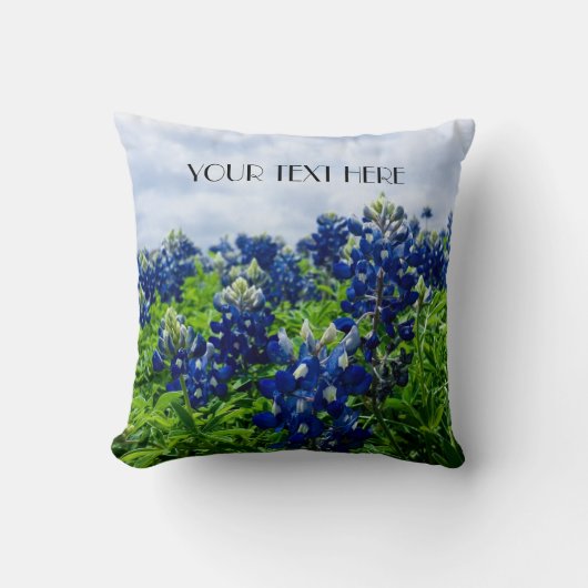 ブルーボンネットブルーフラワーズテキサス州テシャンフローラ クッション (正面)